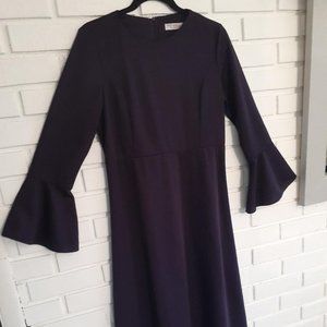 Miss Cazible- Plum Color Long Bell Sleeved Dress